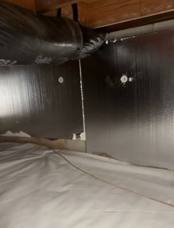 Rigid foam board on crawl space walls