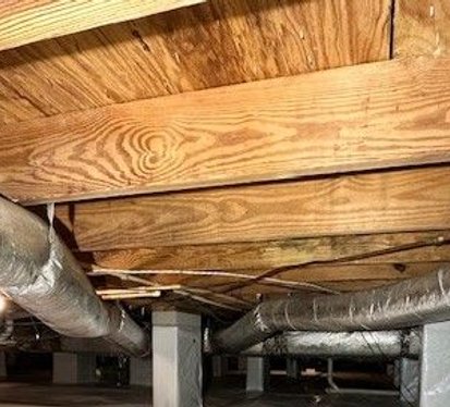 Crawl space wood after mold cleanup